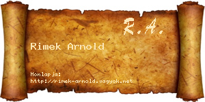 Rimek Arnold névjegykártya